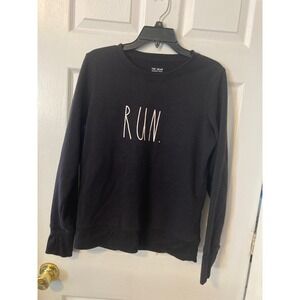 Tek Gear Ultrasoft Fleece RUN Sweatshirt Black Crewneck Thumbholes Womens Medium